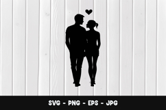 Couple Holding Hands Silhouette SVG PNG Product Image 1