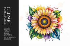 Colorful Sunflower Clipart PNG Product Image 1