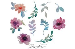 Watercolor Floral Clipart, Romantic Flowers PNG,Wedding day Product Image 2