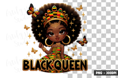 Black Queen Afro Girl Clipart PNG Product Image 1