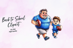 Dad Son Football Standing Clipart Sublimation PNG Product Image 1