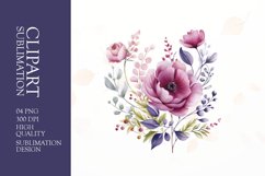 Watercolor floral flower clipart sublimation png Product Image 1