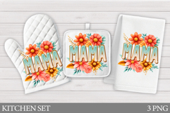 Mother's Day Oven Mitt Design. Mother's Day Kitchen Towel Product Image 1