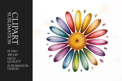 Rainbow Daisy Clipart PNG Product Image 1