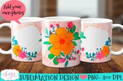 Floral Photo mug wrap PNG for sublimation | 11oz and 15oz Product Image 2