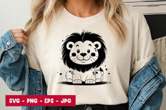 Baby Lion Sitting Cartoon Animal SVG PNG Product Image 1