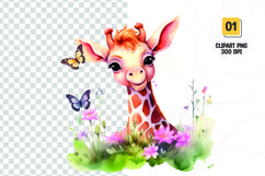 Watercolor girraffe sublimation clipart png Product Image 1