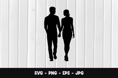 Romantic Couple Holding Hands Back View SVG PNG Product Image 1