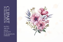Watercolor floral wearth frame clipart sublimation png Product Image 1