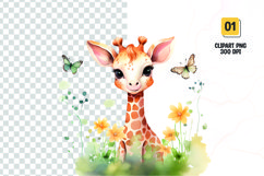 Watercolor girraffe sublimation clipart png Product Image 1