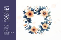 Watercolor floral wearth frame clipart sublimation png Product Image 1