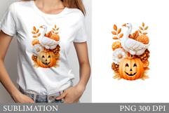 Fall Goose T-Shirt. Fall Goose Sublimation Product Image 1