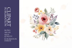 Watercolor floral flower clipart sublimation png Product Image 1