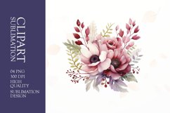 Watercolor floral flower clipart sublimation png Product Image 1
