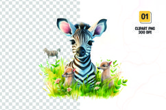 Watercolor zebra sublimation clipart png Product Image 1