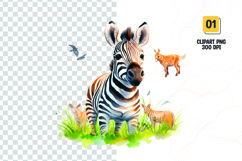 Watercolor zebra sublimation clipart png Product Image 1