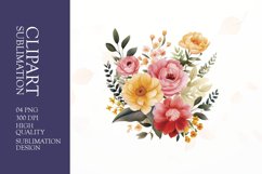 Watercolor floral flower clipart sublimation png Product Image 1