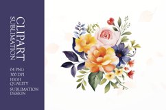 Watercolor floral flower clipart sublimation png Product Image 1