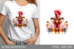 Fall Chicken Sublimation. Fall Chicken T-Shirt Design Product Image 1