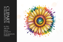 Rainbow Sunflower Bloom Clipart PNG Product Image 1