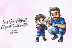 Dad Son Football Hug Clipart Sublimation PNG Product Image 1