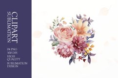 Watercolor floral flower clipart sublimation png Product Image 1