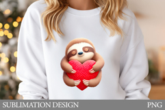 Valentines Sloth Sublimation. Valentine Sloth T-Shirt Design Product Image 1