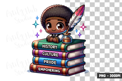Black History Scholar Boy Clipart PNG Product Image 1