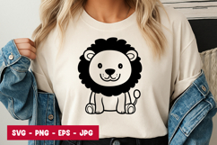 Cute Lion Cartoon Baby Animal Art SVG PNG Product Image 1
