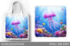 Jellyfish Tote Bag Sublimation. Jellyfish Sublimation Product Image 1