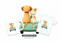 Cute Pet Couple Hugging Clipart for Animal Lover T-Shirts Product Image 1