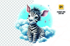 Watercolor zebra sublimation clipart png Product Image 1