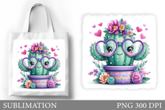Cute Cactus Tote Bag Design. Cactus Sublimation Product Image 1