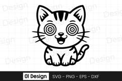 Cute Hypnotized Kitten Outline SVG PNG Product Image 1