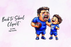 Dad Son Football Holding Clipart Sublimation PNG Product Image 1