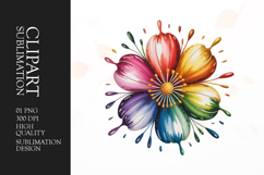 Colorful Floral Burst Clipart PNG Product Image 1