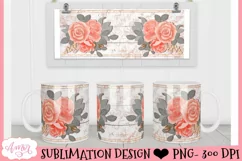 Watercolor Floral Mug Wrap for Sublimation | Mug PNG graphic Product Image 3