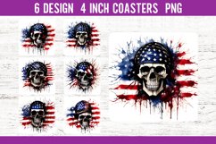 Skull Patriotic Coaster Sublimation Designs I 4th of July Product Image 1