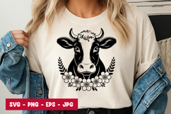 Farmhouse Cow Head Rustic Art SVG PNG Product Image 1