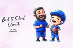 Dad Son Football Smile Clipart Sublimation PNG Product Image 1