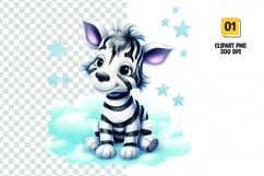 Watercolor zebra sublimation clipart png Product Image 1