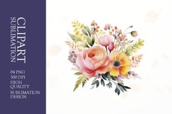 Watercolor floral flower clipart sublimation png Product Image 1