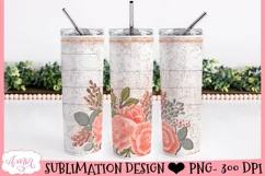 Wood and flowers tumbler wrap for sublimation Product Image 3