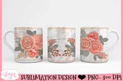 Watercolor Floral Mug Wrap for Sublimation | Mug PNG graphic Product Image 2
