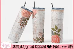 Wood and flowers tumbler wrap for sublimation Product Image 2