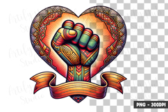 Black Unity Heart Fist Clipart PNG Product Image 1