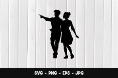 Hugging Romantic Couple Silhouette SVG PNG Product Image 1
