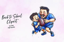 Dad Son Football Clipart Sublimation PNG Product Image 1