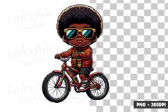 African Boy Bike Rider Clipart PNG Product Image 1
