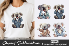 Cute Koala Watercolor Clipart PNG Product Image 1